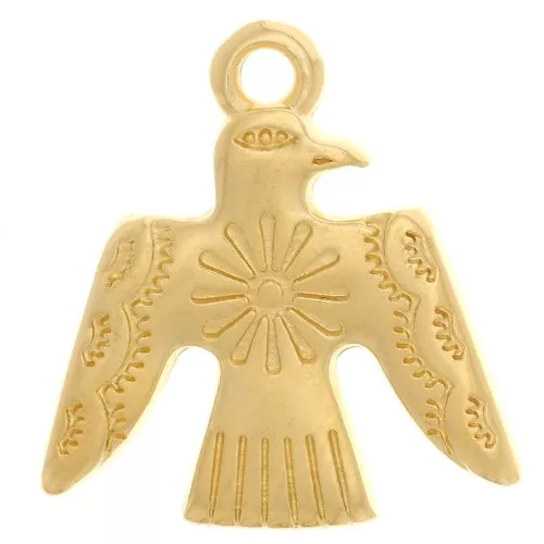 Ciondolo aquila etnica 16x15 mm - Dorato con oro fino x1