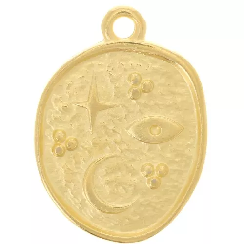 Pendente irregolare 19x14 mm - portafortuna - Dorato con oro fino x1