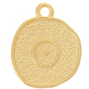 Ciondolo rotondo irregolare da 13 mm - motivo occhio - Dorato in oro fino x1|raw }}
