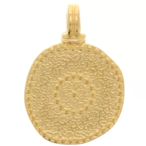 Pendente rotondo irregolare 17 mm - motivo occhi - Dorato in oro fino x1