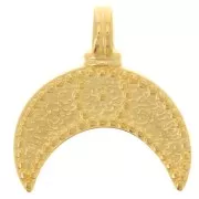 Pendente a forma di mezza luna 21x19 mm - motivo occhi - Dorato in oro fino x1