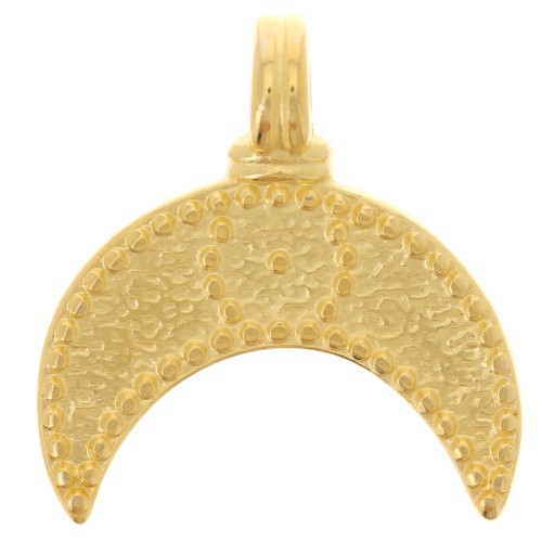 Pendente a forma di mezza luna 21x19 mm - motivo occhi - Dorato in oro fino x1