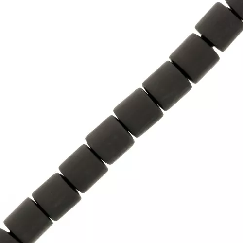 Perline tubolari pasta polimerica Heishi 6x6,2 mm - Antracite x39cm