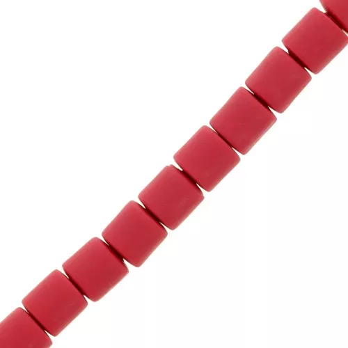 Perline tubolari pasta polimerica Heishi 6x6,2 mm - Rosso scuro x39cm