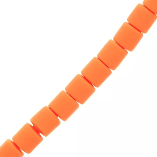 Perline tubolari pasta polimerica Heishi 6x6,2 mm - Arancione x39cm