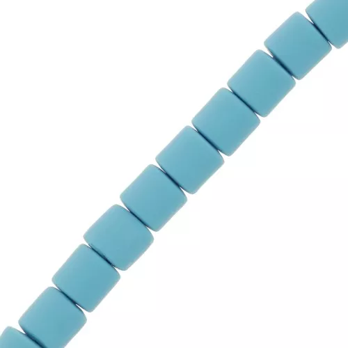 Perline tubolari pasta polimerica Heishi 6x6,2 mm - Azzurro x39cm