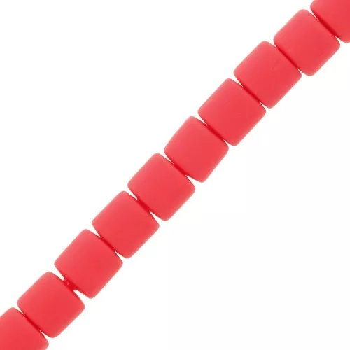 Perline tubolari pasta polimerica Heishi 6x6,2 mm - Rosso x39cm