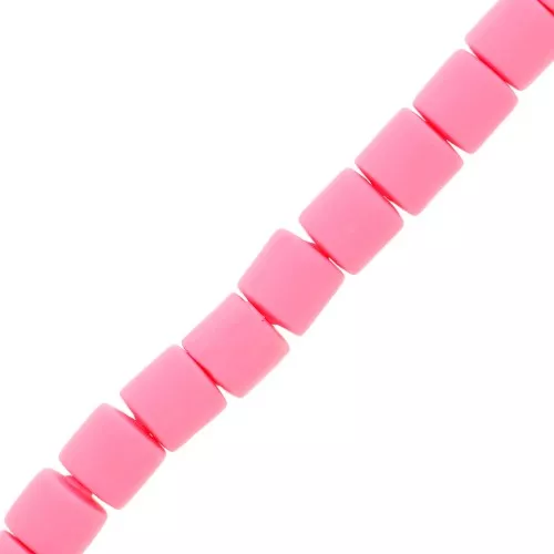 Perline tubolari pasta polimerica Heishi 6x6,2 mm - Rosa x39cm