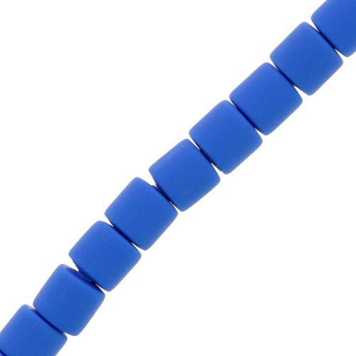 Perline tubolari pasta polimerica Heishi 6x6,2 mm - blu reale x39cm