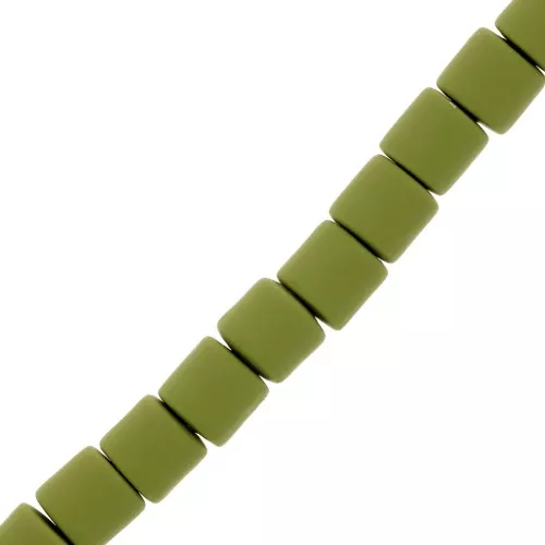 Perline tubolari pasta polimerica Heishi 6x6,2 mm - Khaki x39cm