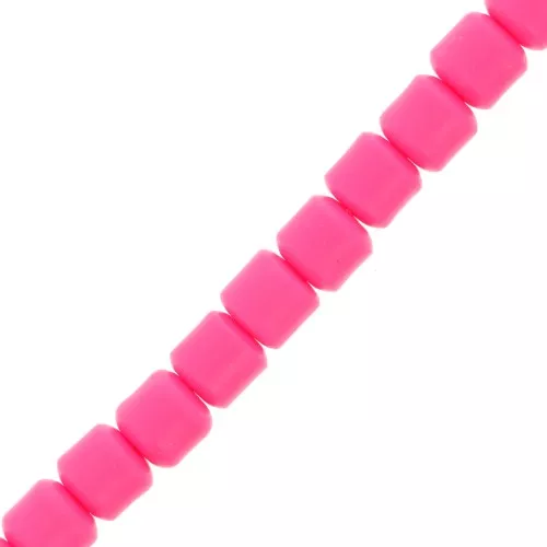 Perline tubolari pasta polimerica Heishi 6x6,2 mm - Rosa fluorescente x39cm