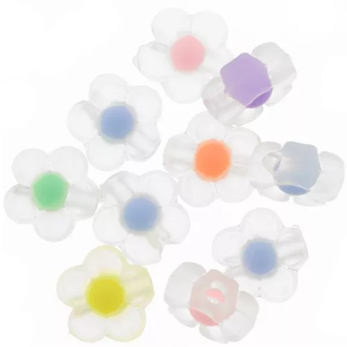 Assortimento di perline fiore 12,5 mm - Trasparente - Multicolore Pastello x10