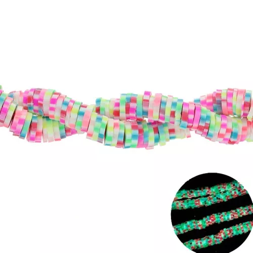 Perle rondelle in pasta polimerica Heishi 6x1mm - Multicolore glow in the dark x39cm