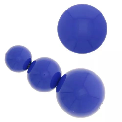 Assortimento di 26 perline rotonde 8-10-14 mm e 2 cabochon in resina opaca Blu Reale