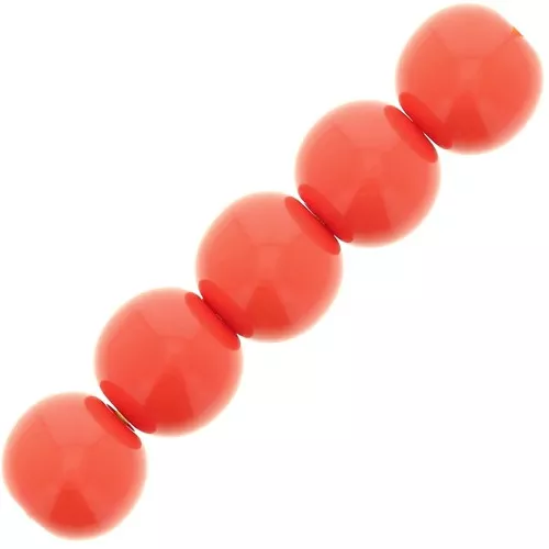 Perline di resina opaca 6 mm - Rosso corallo x10
