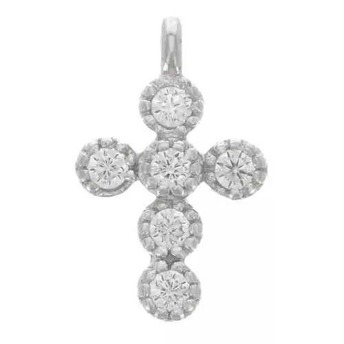 Ciondolo croce con Ossido di zirconio 11x7 mm - Cristallo - Argento 925 x1