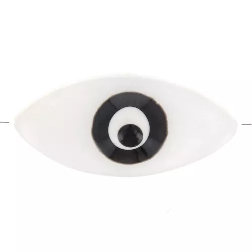 Perlina occhio madreperla 17x8 mm - naturale - nera x1