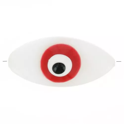 Perlina occhio madreperla 17x8 mm - naturale - rossa x1