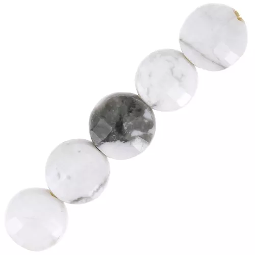 Perline piatte sfaccettate - Perline di pietra preziosa da 4 mm - Howlite x10