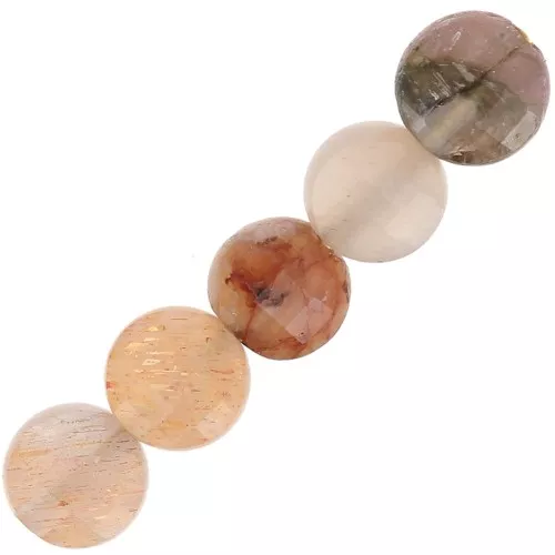 Perline piatte sfaccettate - gemma palet da 4 mm - Mix di pietre di luna rosa x10