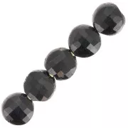 Perline piatte sfaccettate - Perline di pietra preziosa da 4 mm - Onice nera x10