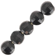 Perline piatte sfaccettate rotonde - Perline di pietra preziosa da 4 mm - Onice nero x10