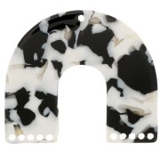 Pendente candelabro forma U 35x40,5 mm - Nero tartarugato - Bianco x1|raw }}