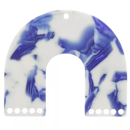 Pendente candelabro forma U 35x40,5 mm - Blu scuro marmorizzato - Avorio x1