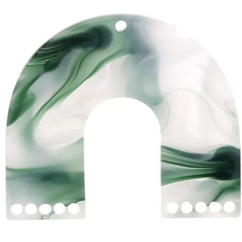 Pendente candelabro forma U 35x40,5 mm - Verde scuro marmorizzato - Bianco x1