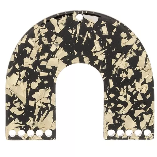 Pendente candelabro forma U 35x40,5 mm - Glitter - Oro - Nero x1