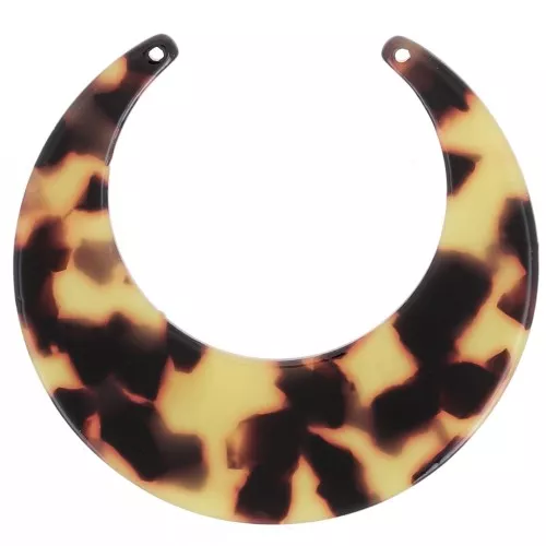 Pendente a mezzaluna in acetato 46x49,5 mm - Tartaruga - Marrone - Nero x1