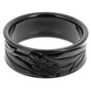Bracciali - Bracciale spesso in resina opaca di 65,5 mm - fiori - Nero x1 Bracciale spesso in resina opaca di 65,5 mm - fiori - Nero x1
