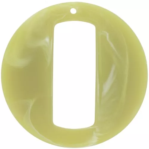 Ciondolo rotondo cavo in resina effetto opaco 39 mm - Verde chiaro marmorizzato x1