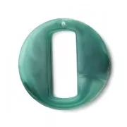 Pendentif rond évidé en résine effetto opaco 39 mm - Marbré vert foncé x1