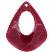 Pendente in resina triangolo scavato 42x34mm-Rosso scuro marmorizzato-Bianco x1|raw }}