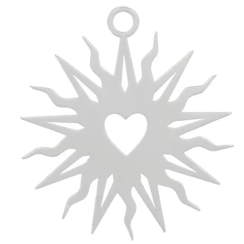Pendente sole scavato 16mm- cuore- esclusiva Perles&Co Placcatura argento