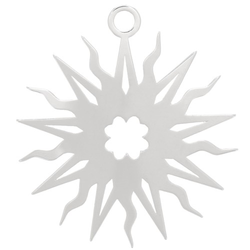 Pendente sole scavato 16mm quadrifoglio Escluso P&co-Placcatura fine argento