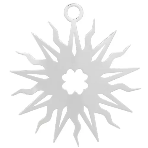 Pendente sole scavato 16mm quadrifoglio Escluso P&co-Placcatura fine argento