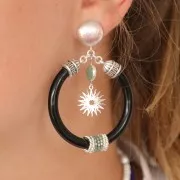 Pendente sole scavato 16mm quadrifoglio Escluso P&co-Placcatura fine argento