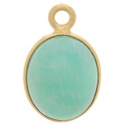Ciondolo ovale in pietra semipreziosa 14x9mm Arg925 Dorato oro fino- Amazzonite x1