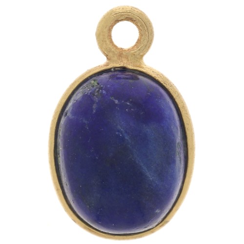 Ciondolo ovale in pietra semipreziosa 14x9mm in arg925 dorato - Lapislazzuli x1