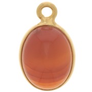 Ciondolo ovale in pietra semipreziosa 14x9 mm in argento 925 dorato- Corniolax1