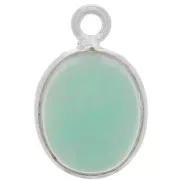 Ciondolo ovale in pietra preziosa 14x9 mm - Argento 925 - Amazzonite x1