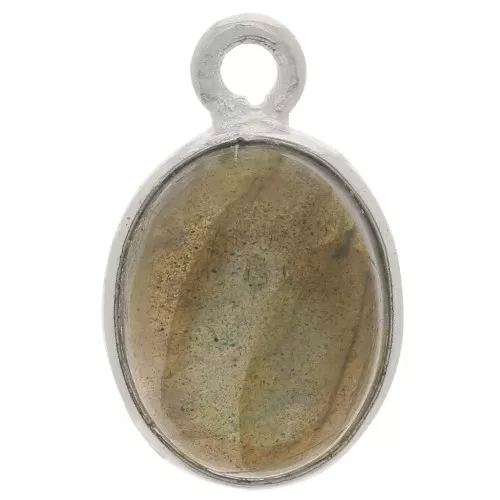 Breloque ovale pierre gemme 14x9 mm - Argent 925 - Labradorite x1