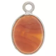 Ciondolo ovale in pietra preziosa 14x9 mm - Argento 925 - Corniola x1