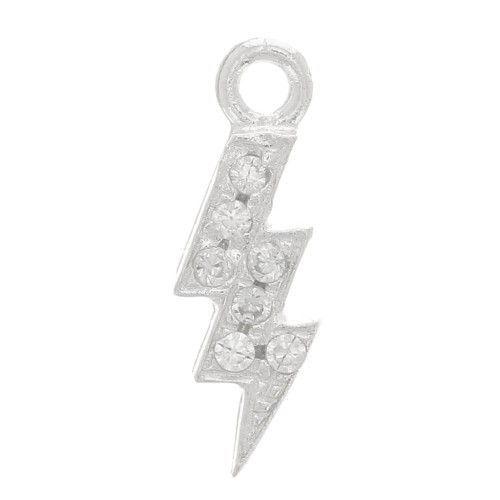 Mini ciondolo fulmine con Ossido di zirconio 11x4 mm - Argento 925 - Cristallo x1