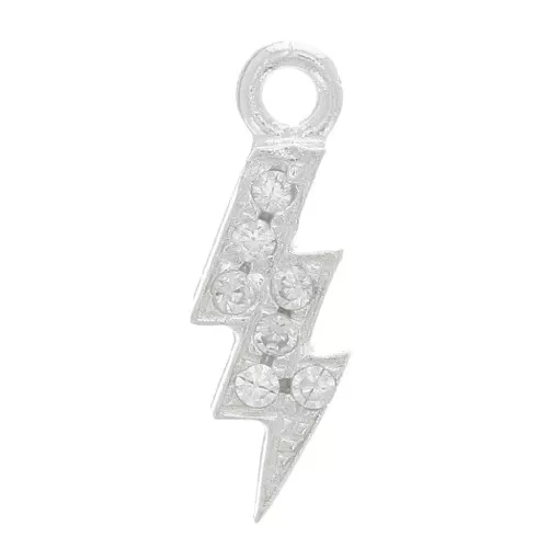 Mini ciondolo fulmine con Ossido di zirconio 11x4 mm - Argento 925 - Cristallo x1