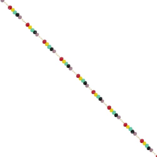 Catena con perle di vetro 3,15 mm - Oro - Multicolore x50cm