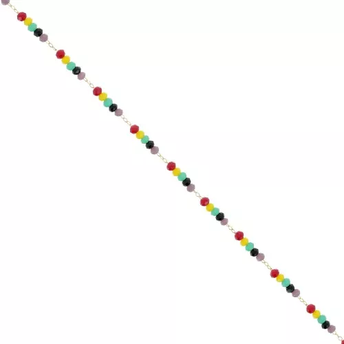 Catena con perle di vetro 3,15 mm - Oro - Multicolore x50cm