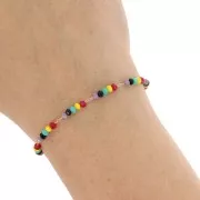 Catena con perle di vetro 3,15 mm - Oro - Multicolore x50cm